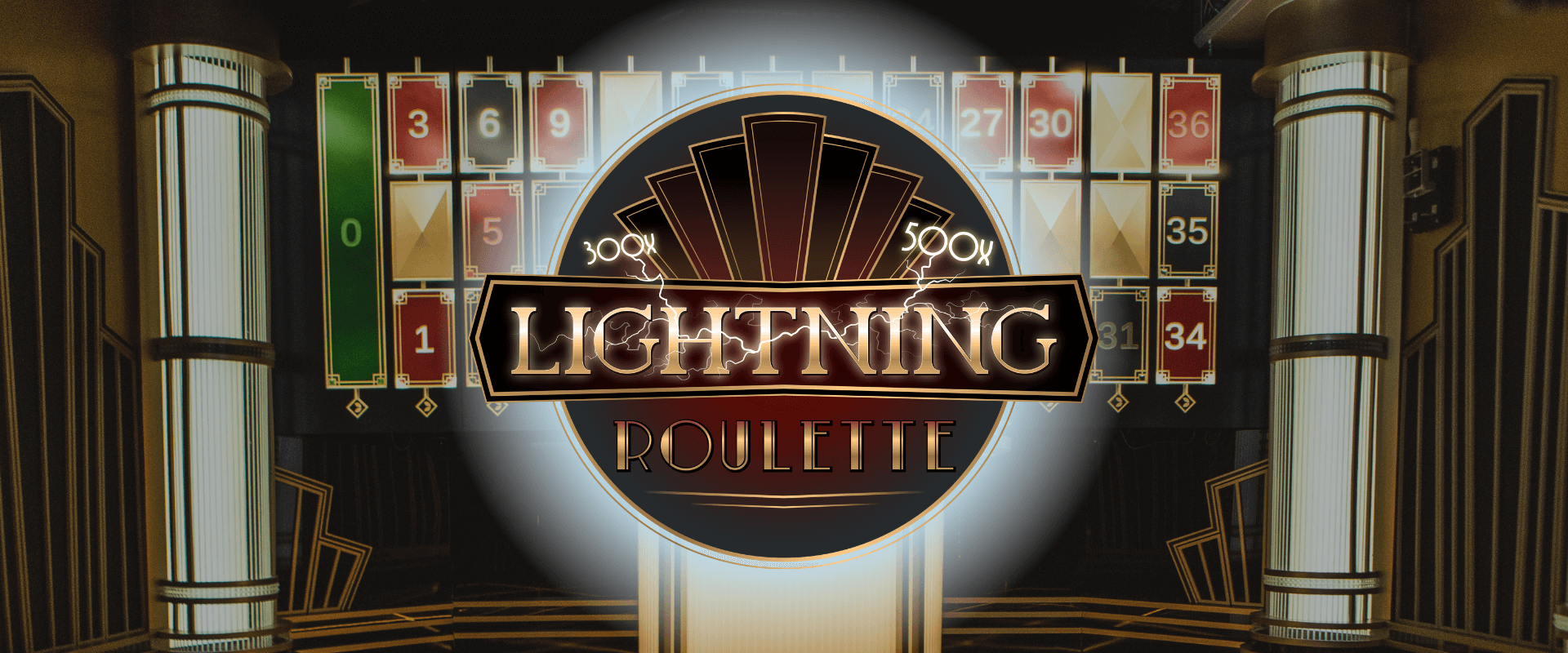 Lightning Roulette 真人閃電輪盤遊戲畫面，閃電特效與輪盤桌