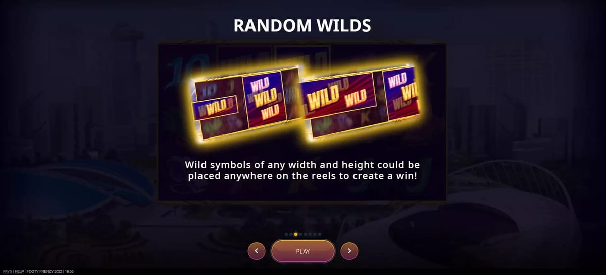 老虎機盤面上的 Random Wilds 隨機百搭圖案示意圖