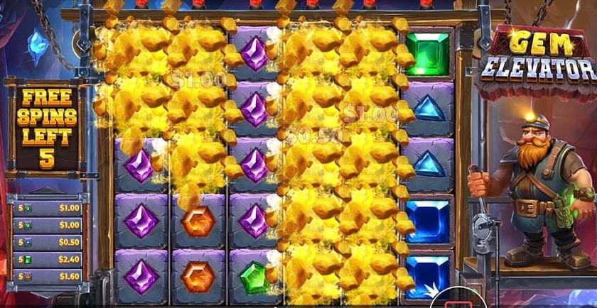 Gem Elevator 老虎機遊戲畫面，寶石電梯主題老虎機